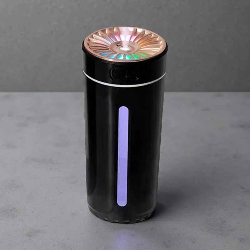 Wireless Air Humidifier with Colorful Lights – USB Rechargeable Cool Mist Diffuser for Car & Home Black USB