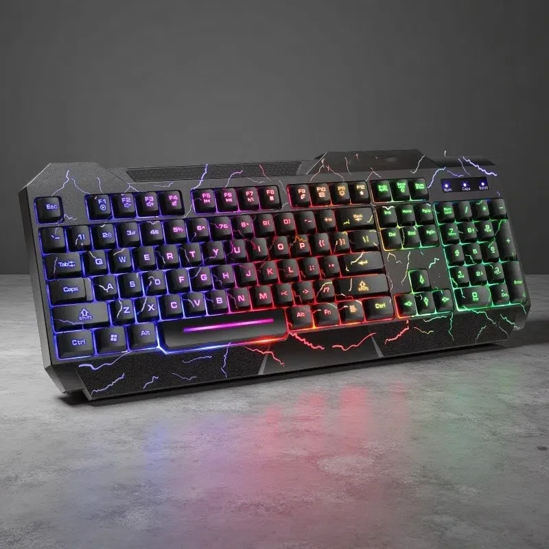 Crackle Word Through 4D Wired Luminous Gaming Keyboard & Mouse Set – Colorful Backlit ABS Keycaps S620 set