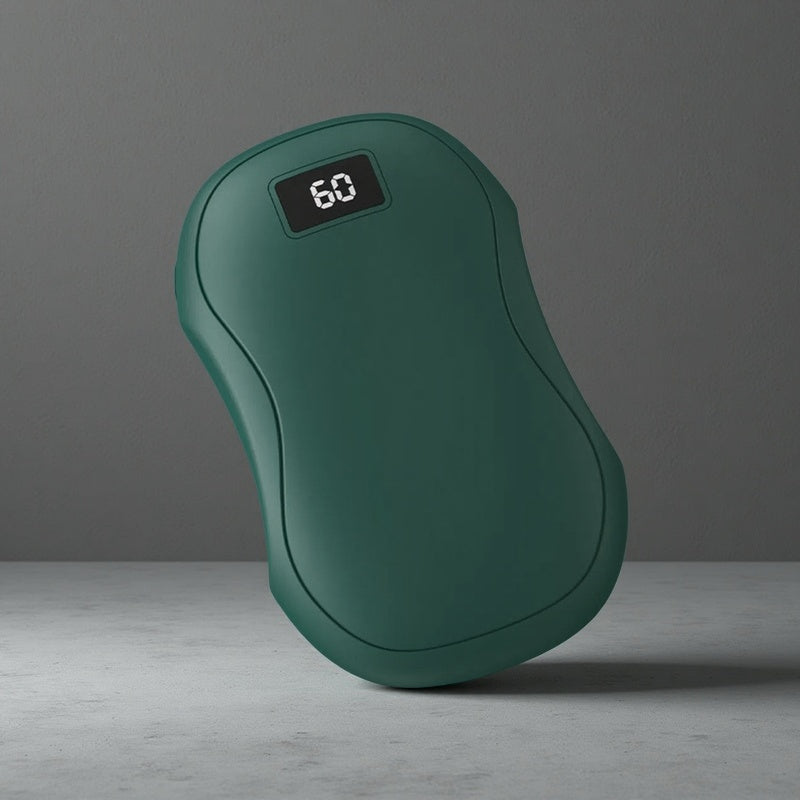 Electric Hand Warmer & Power Bank – Digital Display, USB Rechargeable, Portable Winter Essential Green