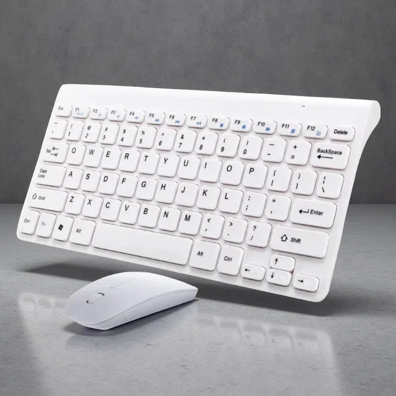 Wireless Mouse and Keyboard Set – 2.4G Connection, 10m Range, Ultra-Quiet Compact Design White