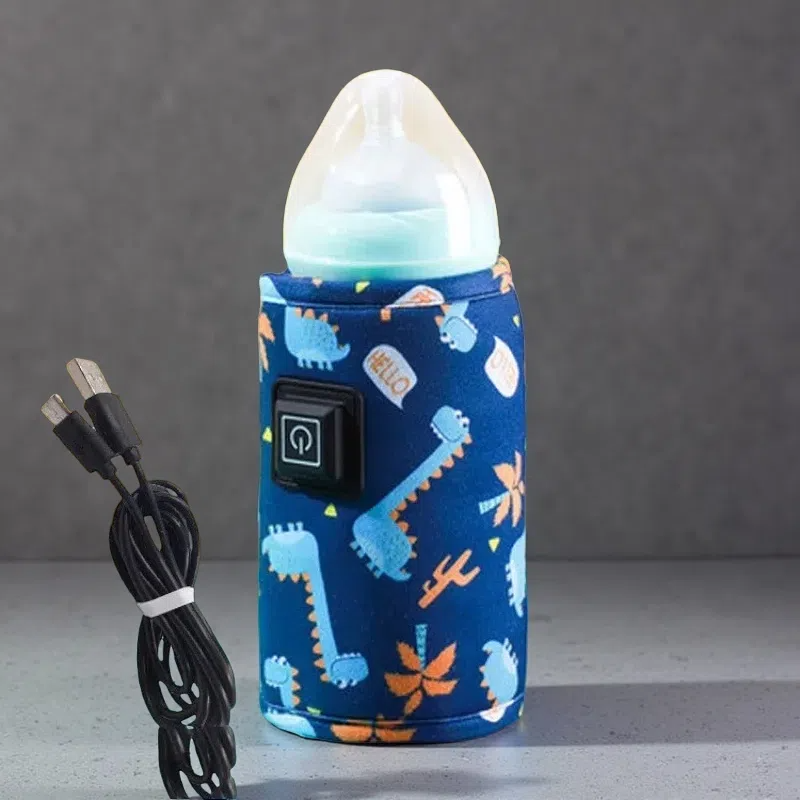 Portable Baby Bottle Warmer Bag – USB Thermostatic Heating with Cartoon Design Blue