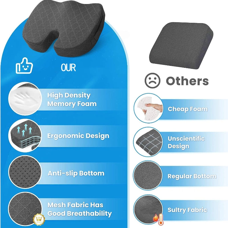 Gel Memory Foam Hip Cushion – Ergonomic Seat Pad for Pressure Relief & Posture Support