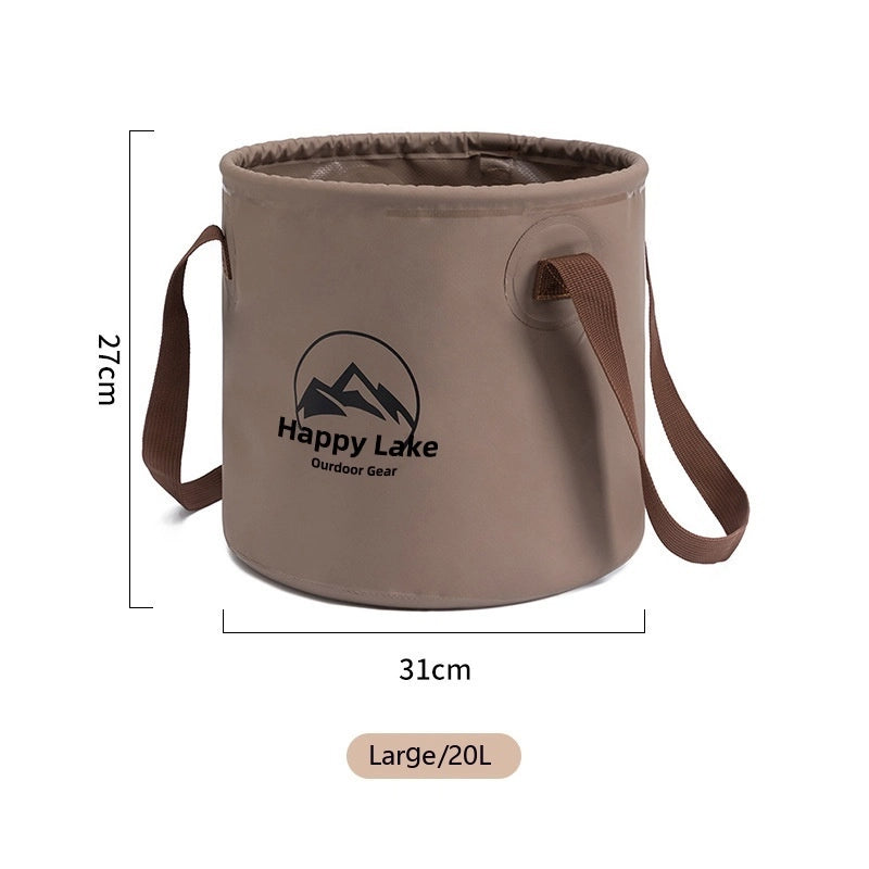 Outdoor Foldable PVC Bucket – Portable & Durable for Fishing, Camping & More 20 Liters Brown