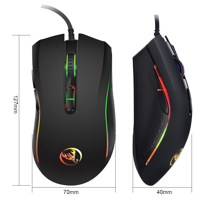 Colorful Luminous Wired Gaming Mouse – Ergonomic Design with 3200 DPI and 7 Programmable Keys