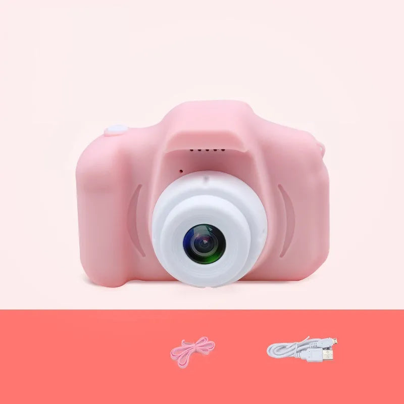 X2 HD Mini Cartoon Kids Digital Camera – 13MP Silicone Body with Full HD Video and 2.0" LCD Screen Pink USB