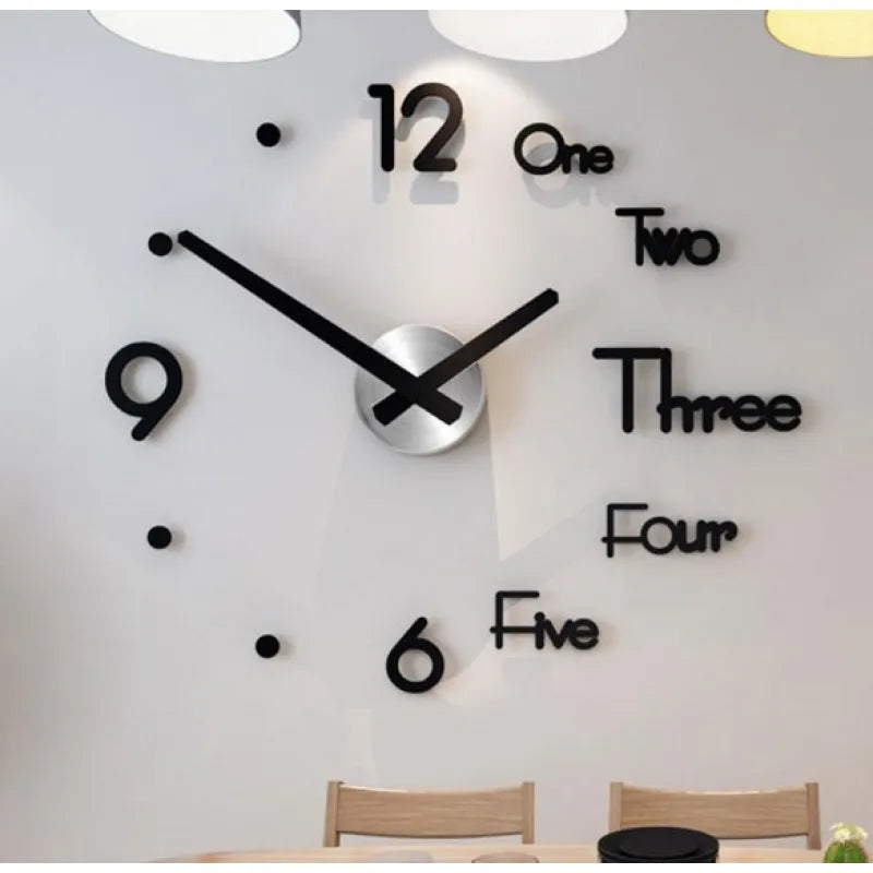 3D Wall Clock – Modern Stereo Digital Clock with Unique Design Black 70x63cm