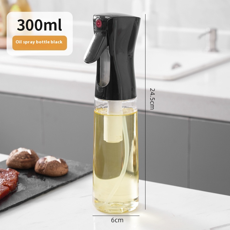 Kitchen Oil Spray Bottle β High-Pressure Atomization for Precise Cooking Control Black Transparent 300ml