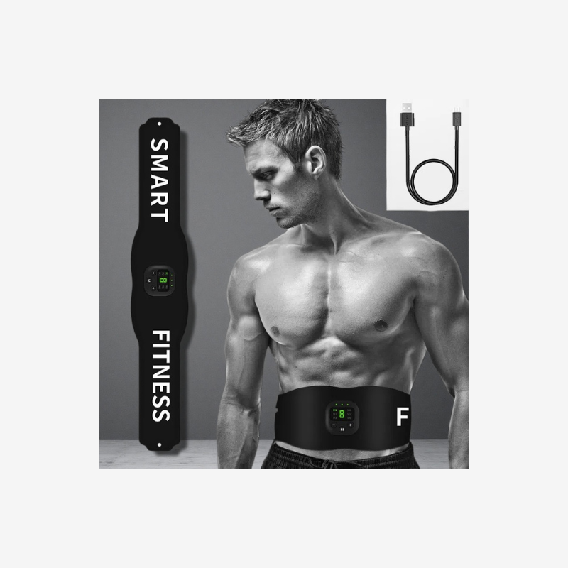 EMS Fitness Belt – Muscle Stimulator with USB Charging &amp; Adjustable Fit: Tone Muscles Anytime, Anywhere