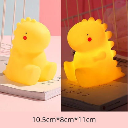 Cartoon Tyrannosaurus Night Light – Battery-Powered Soft Glow Dino Lamp for Kids’ Bedrooms 4.5w Yellow