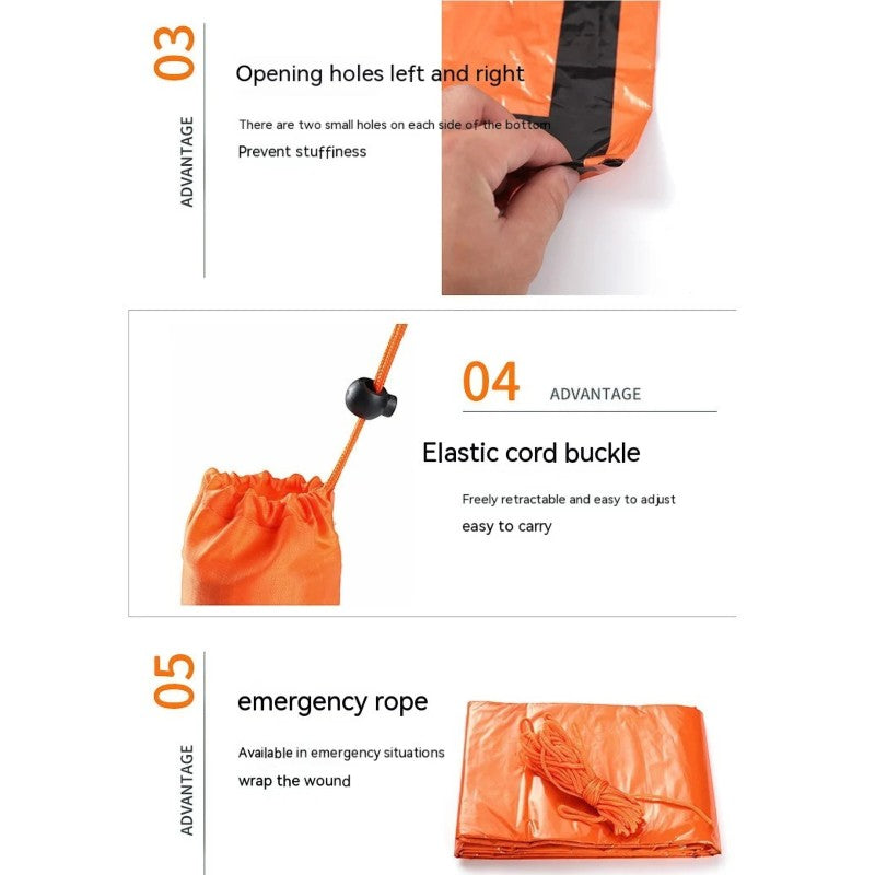 Portable Outdoor Disaster Relief Tent & Emergency Sleeping Bag Set – Lightweight 4-Season Shelter with Survival Accessories