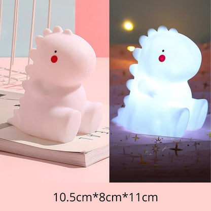 Cartoon Tyrannosaurus Night Light – Battery-Powered Soft Glow Dino Lamp for Kids’ Bedrooms 4.5w White