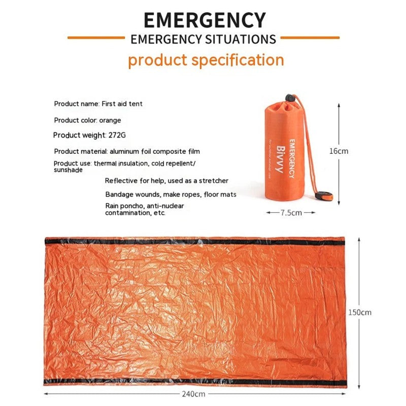 Portable Outdoor Disaster Relief Tent & Emergency Sleeping Bag Set – Lightweight 4-Season Shelter with Survival Accessories