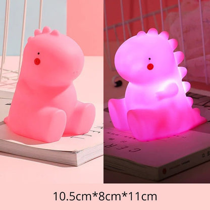 Cartoon Tyrannosaurus Night Light – Battery-Powered Soft Glow Dino Lamp for Kids’ Bedrooms 4.5w Pink