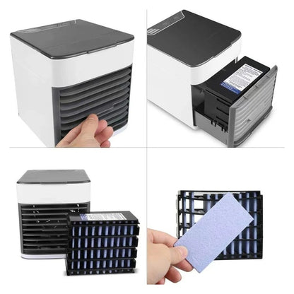 Portable Air Conditioner Fan – 3-in-1 USB Cooling, Humidifier & LED Mood Light