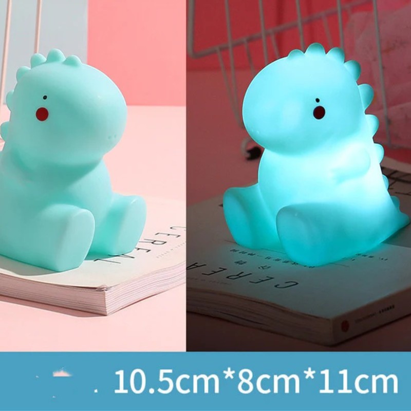 Cartoon Tyrannosaurus Night Light – Battery-Powered Soft Glow Dino Lamp for Kids’ Bedrooms 4.5w Blue