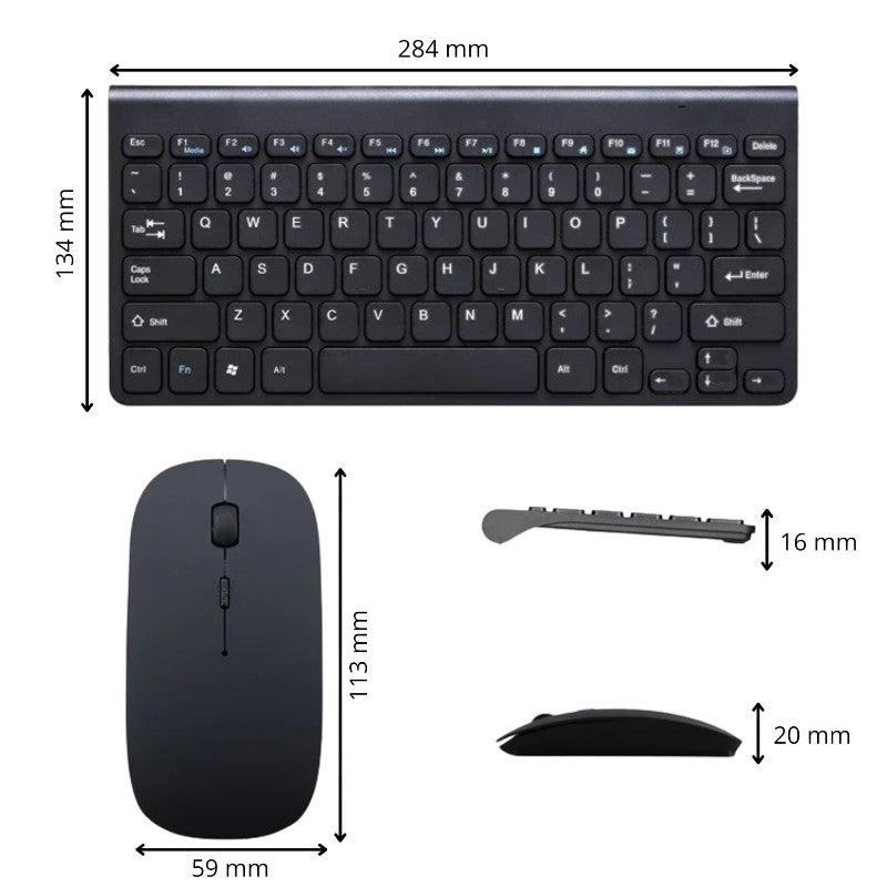 Wireless Mouse and Keyboard Set – 2.4G Connection, 10m Range, Ultra-Quiet Compact Design