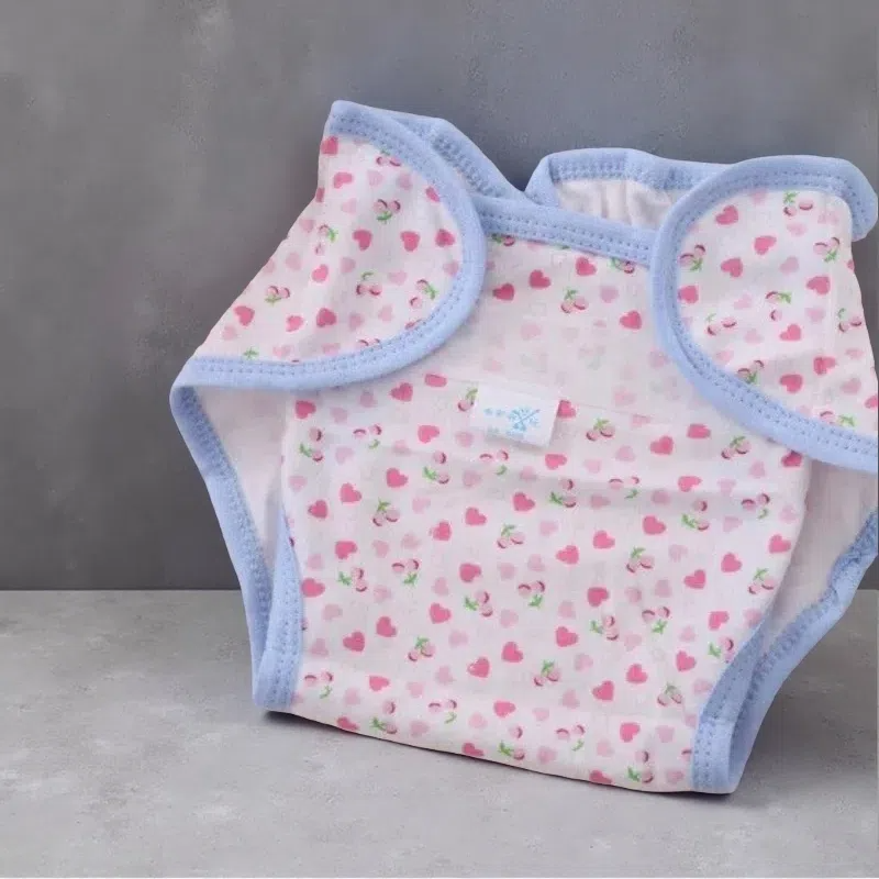 Cotton Cartoon Printed Cloth Diaper – Washable, Soft & Comfortable for Babies 0-2 Years Pink love One size