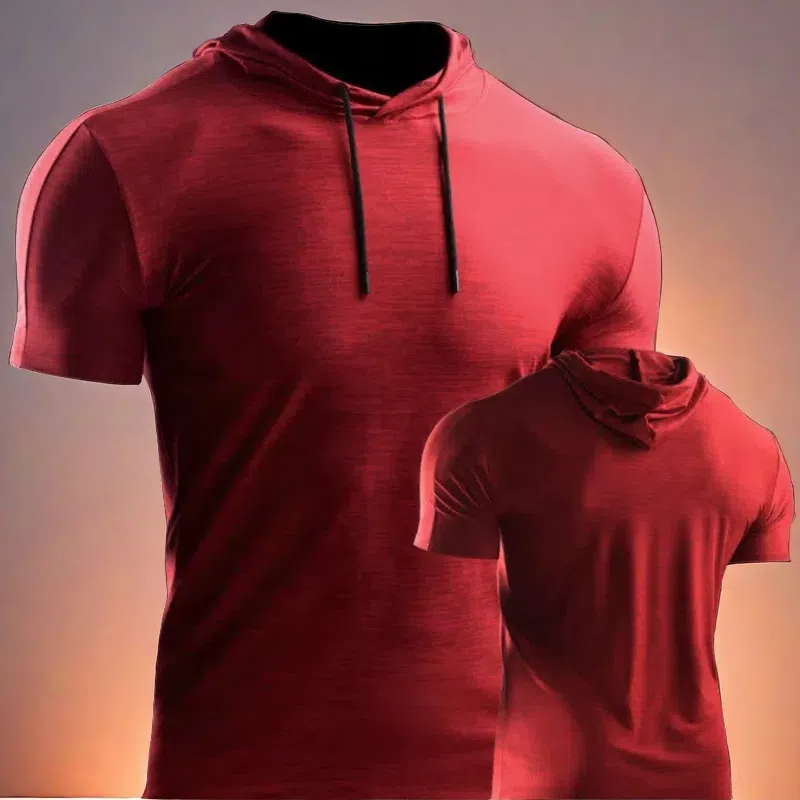 Men’s Muscle Hooded Short Sleeve T-Shirt – Slim Fit Striped Sports & Leisure Top