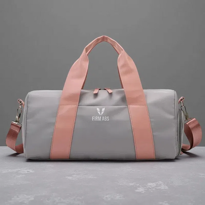 Gym Bag with Dry/Wet Separation – Stylish Crossbody for Short-Distance Travel & Yoga Gray With Pink
