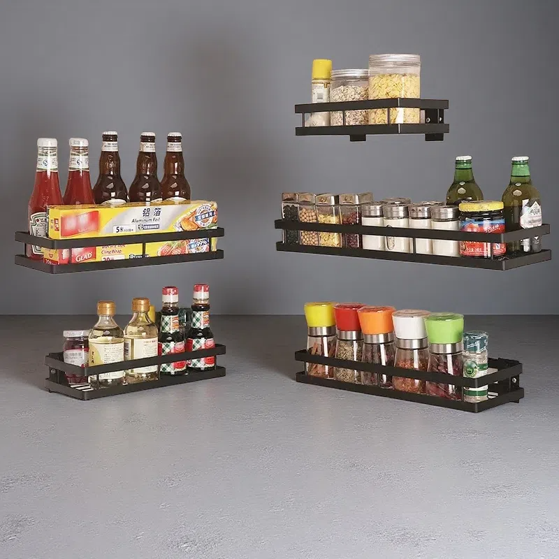 Kitchen Organizer Shelf Wall Holder – Versatile Metal Wall Storage for Kitchen & Pantry