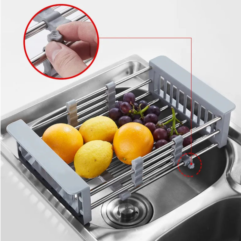 Retractable Kitchen Sink Rack – Over-the-Sink Dish & Utensil Drainer with Splash-Proof Faucet Option