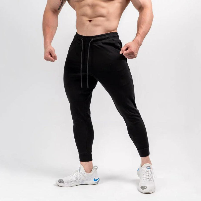 Men’s Slim-fit Muscle Cropped Leg Pants – Cotton Workout Trousers