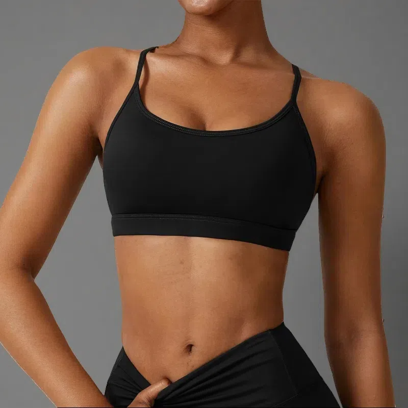 Women's Quick-Drying Sports Bra – Breathable Pullover Fitness Underwear Premium Black