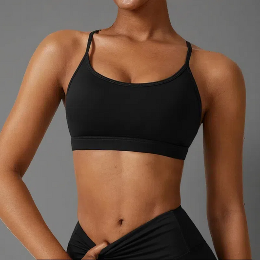 Women's Quick-Drying Sports Bra – Breathable Pullover Fitness Underwear Premium Black