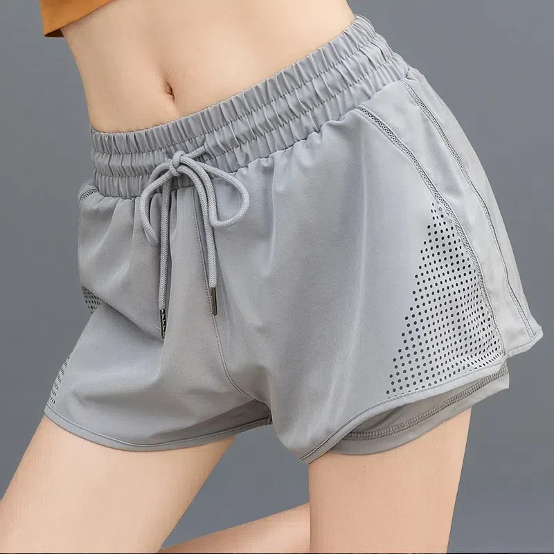 Women's 2-in-1 Sports Shorts – Breathable Quick-Dry Running & Fitness Shorts Grey