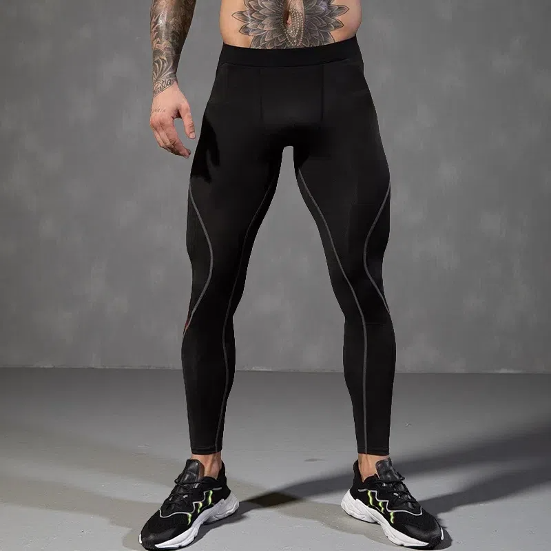 Men's Stretchy Moisture-Wicking Fitness Leggings – Running & Training Pants