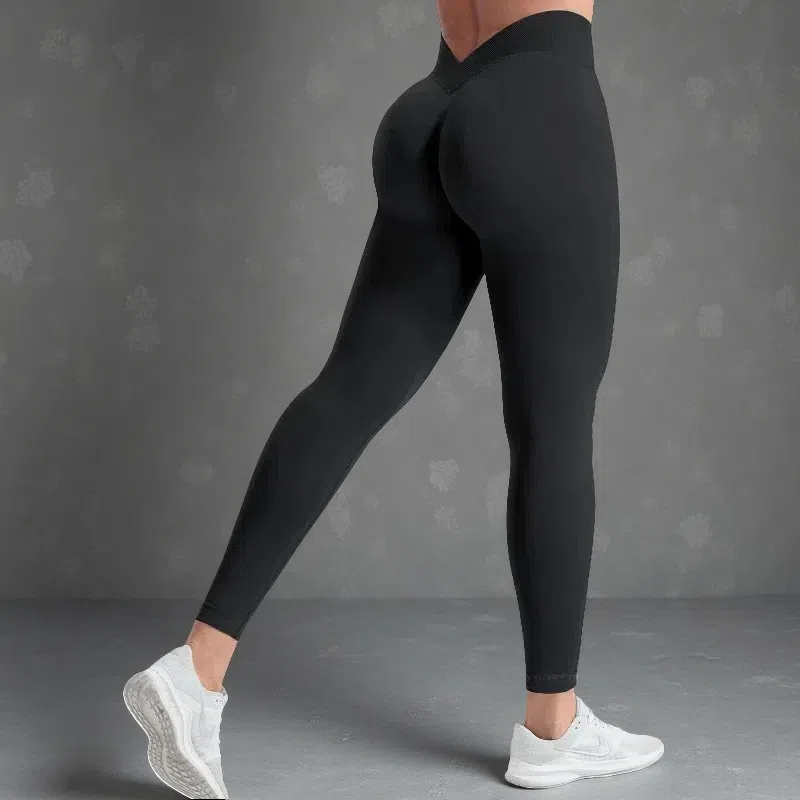 Yoga Women's High Waist Hip Lift Peach Shark Pants Black