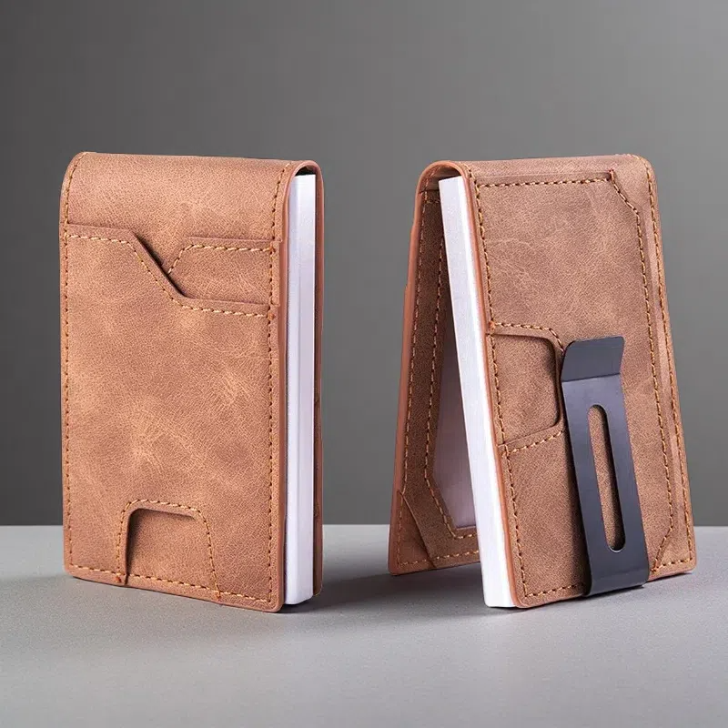 RFID Anti-Theft Card Holder – Slim Aluminum Alloy Wallet for Men & Women Apricot