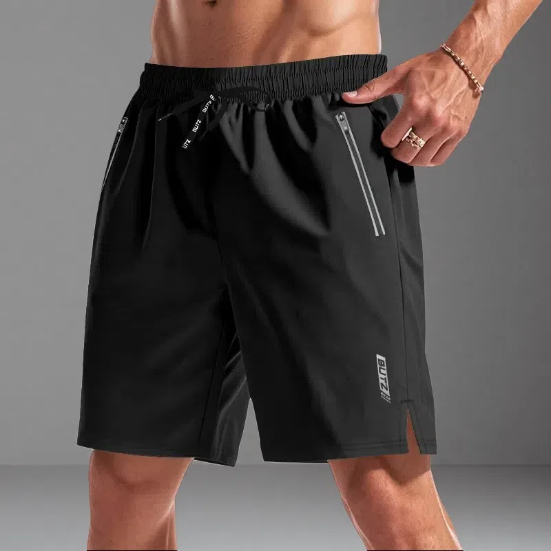 Men's Quick-Dry Luminous Casual Shorts – Loose Fit Micro Elastic Design Black