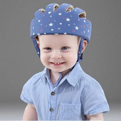Kids Cotton Safety Helmet – Soft Protective Hat for Toddlers (1–2 Years) Starry blue