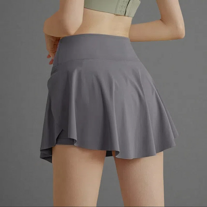 Lined Anti-exposure Tennis Skirt Fitness Sports Skirt Gray