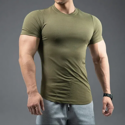 Men’s Trendy Quick-Drying Stretch T-shirt – Bottoming Shirt for Running & Fitness Army Green