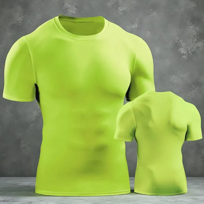 Men’s Muscle Hooded Short Sleeve T-Shirt – Slim Fit Striped Sports & Leisure Top Green A