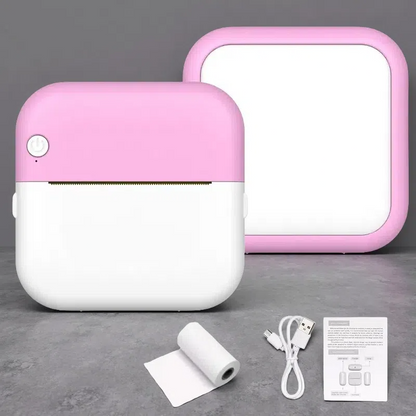 Mini Thermal Label Printer – Compact USB Sticker Printer for Students & Home Use Pink Standard