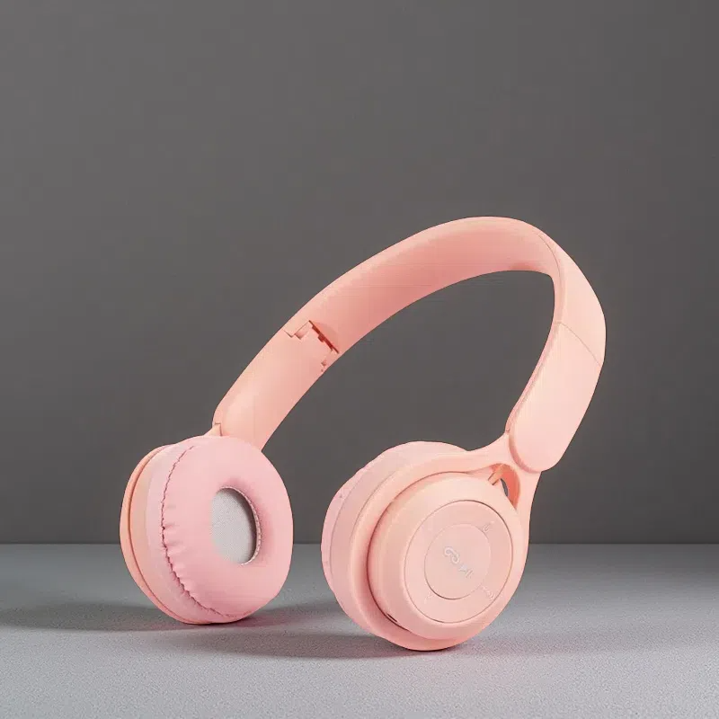 Wireless Foldable Headphones with Extra Bass – Long Battery Life & Voice Control Pink