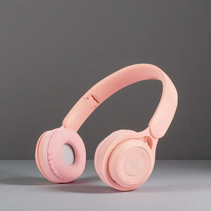 Wireless Foldable Headphones with Extra Bass – Long Battery Life & Voice Control Pink