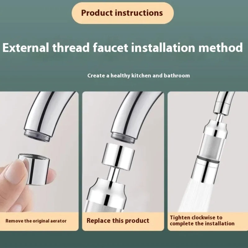 Alloy Kitchen Double Filter Splash-Proof Faucet Head – Stainless Steel Anti-Splash Nozzle