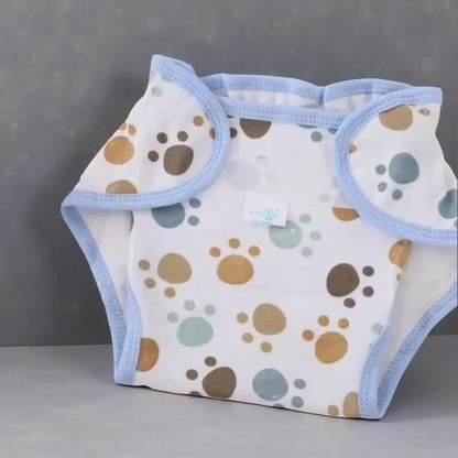 Cotton Cartoon Printed Cloth Diaper – Washable, Soft & Comfortable for Babies 0-2 Years Big footprints One size