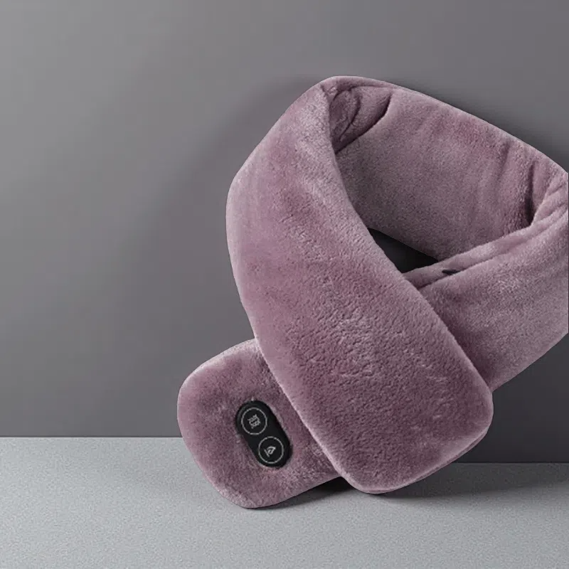 USB Heated Scarf with Power Bank – Vibration Massage & Smart Temperature Control Brown