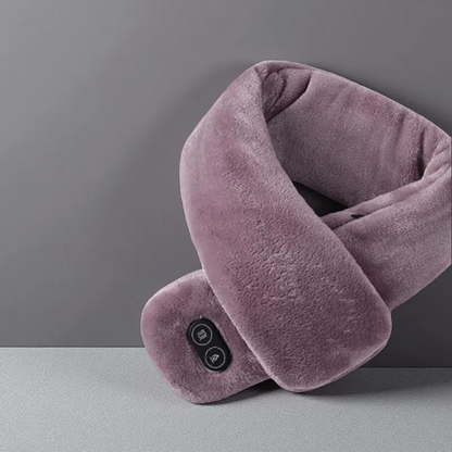 USB Heated Scarf with Power Bank – Vibration Massage & Smart Temperature Control Brown