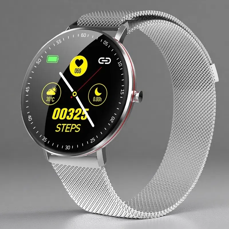 Full Touch Smart Bracelet – Fitness & Health Tracker with Stainless Steel Strap Silver