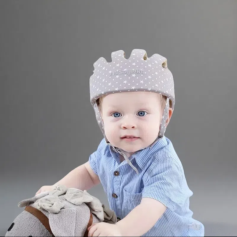 Kids Cotton Safety Helmet – Soft Protective Hat for Toddlers (1–2 Years) Snow Ash