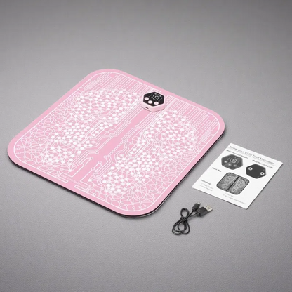 EMS Foot Pad with Pulse Microcurrent Therapy – Rechargeable Foot Massager Pink Transparent