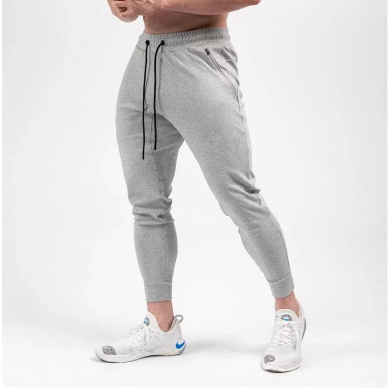 Men’s Slim-fit Muscle Cropped Leg Pants – Cotton Workout Trousers