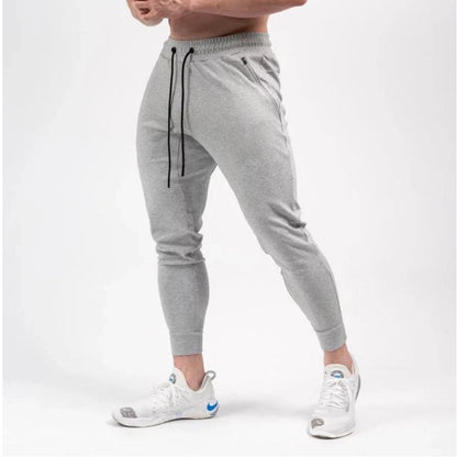Men’s Slim-fit Muscle Cropped Leg Pants – Cotton Workout Trousers