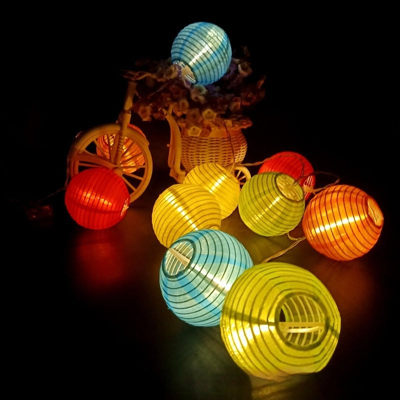 Solar Fabric Lighting Chain – Colorful Lantern String for Outdoor Decoration